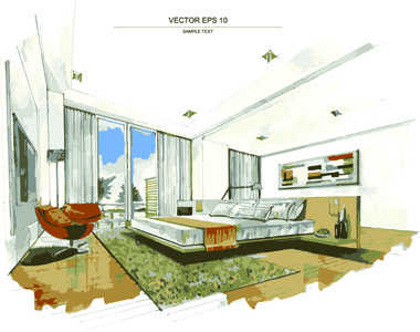 Interior sketch free vector download (8