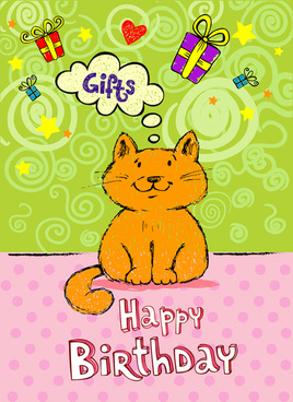 Download Cartoon Cat Birthday Cards Free Vector Download 34 517 Free Vector For Commercial Use Format Ai Eps Cdr Svg Vector Illustration Graphic Art Design