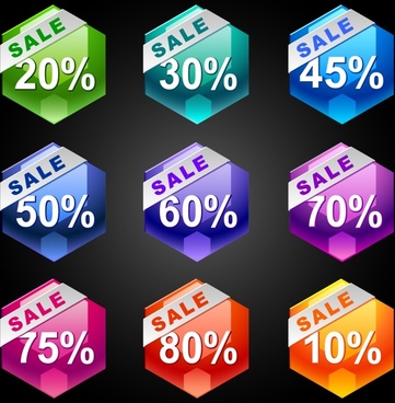 Sale tags templates modern colored rounded shapes Free vector in ...