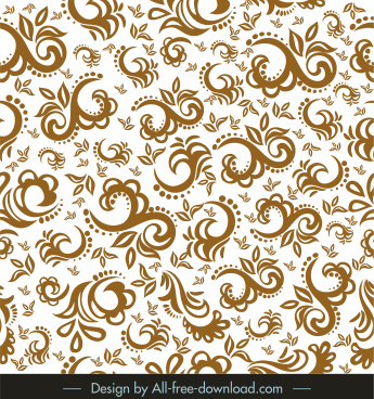 decorative pattern retro curves floras sketch
