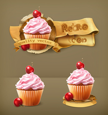 Dessert food retro labels vector Free vector in ...