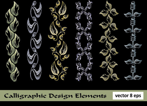 Download Elements of vintage floral borders art vector Free vector ...