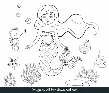 Free Free Mermaid Outline Svg 384 SVG PNG EPS DXF File