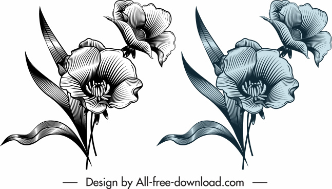 Free Free 189 Retro Flower Flower Outline Svg SVG PNG EPS DXF File
