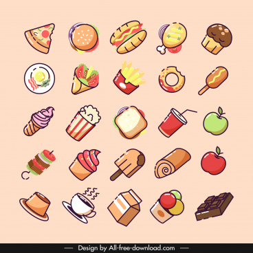 Watermelon piece icons collection colored realistic design Free vector ...