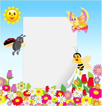 Cartoon Hillside With Butterfly And Flowers clip art Free vector in ...
