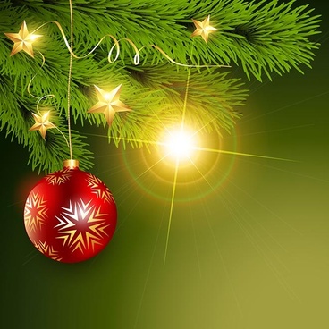 Free vector christmas ball hanging in fir xmas background Free vector ...