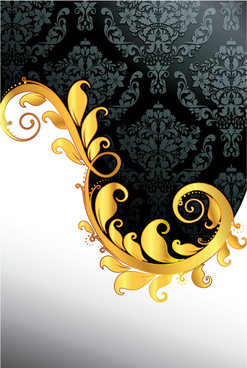 Glossy golden floral ornaments vector background Free vector in ...