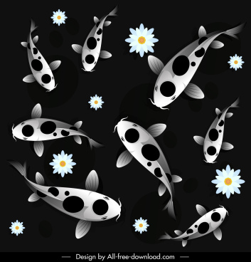 Abstract Flower Background Black White Free Vector Download