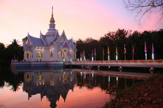 meditation hall at night