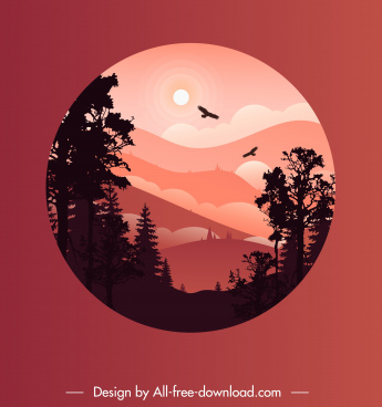 Mountain Sunset Free vector in Adobe Illustrator ai ( .ai ) vector ...