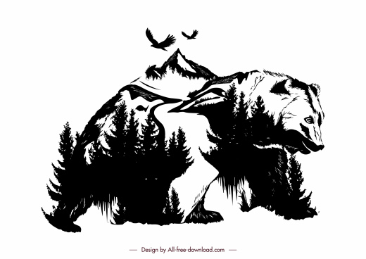 Free Free 266 Silhouette Bear Mountain Svg SVG PNG EPS DXF File