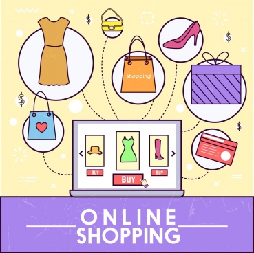 Online shopping concept male and various goods 