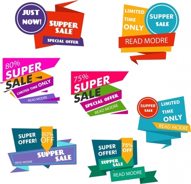 Sale tags element set Free vector in Adobe Illustrator ai ( .AI ...