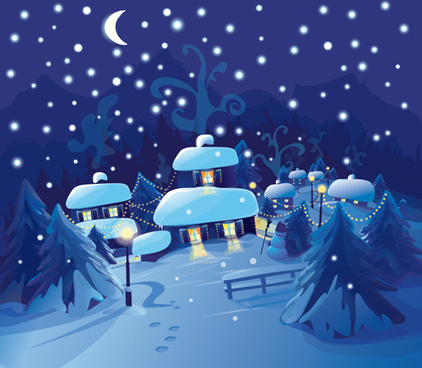 Christmas landscape Free vector in Adobe Illustrator ai ( .AI ...