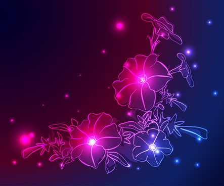 Neon Blue Flowers Free Vector Download 20 006 Free Vector For Commercial Use Format Ai Eps Cdr Svg Vector Illustration Graphic Art Design