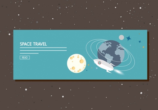 Astronomy Banner With Planets And Spaceship Design Free Vector In Adobe Illustrator Ai Ai Format Format For Free Download 46 13mb