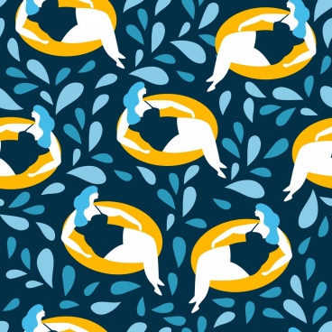 summer background swimming girl icon classical repeating decor