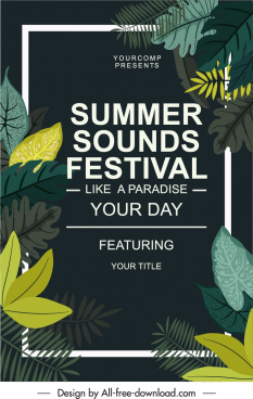 summer festive banner colorful dark design classical leaves