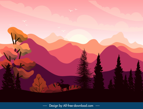Sunset Scenery For Drawing Free Vector Download 132 789 Free Vector For Commercial Use Format Ai Eps Cdr Svg Vector Illustration Graphic Art Design
