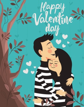 valentine banner romantic love couple heart icons ornament
