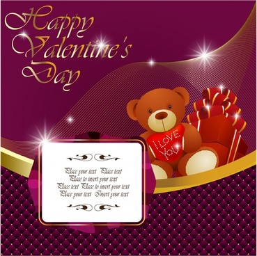valentine banner luxury sparkling design bear gift decor