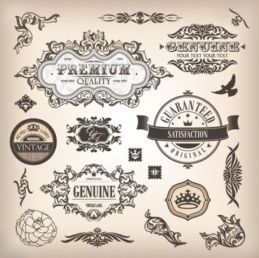 Vintage elements borders and labels vector Free vector in Encapsulated ...