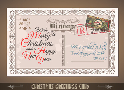 Adobe Illustrator Template Christmas Postcard Free Vector