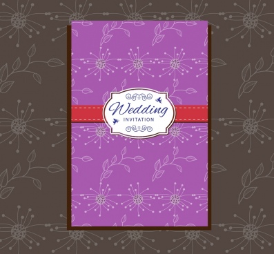 Violet curtain decoration wedding card Free vector in