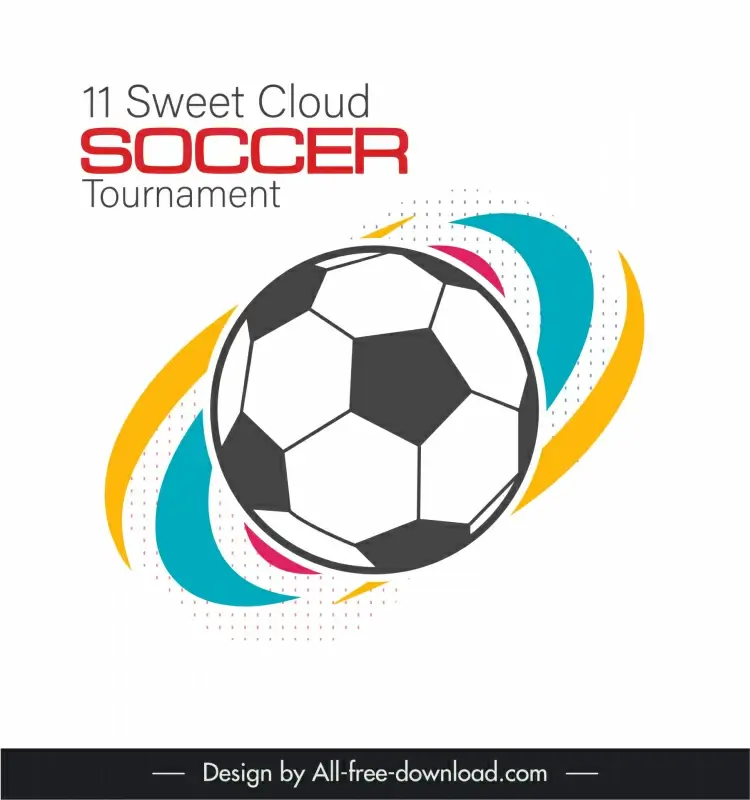 11 sweet cloud soccer tournament backdrop colorful curves ball flat sketch