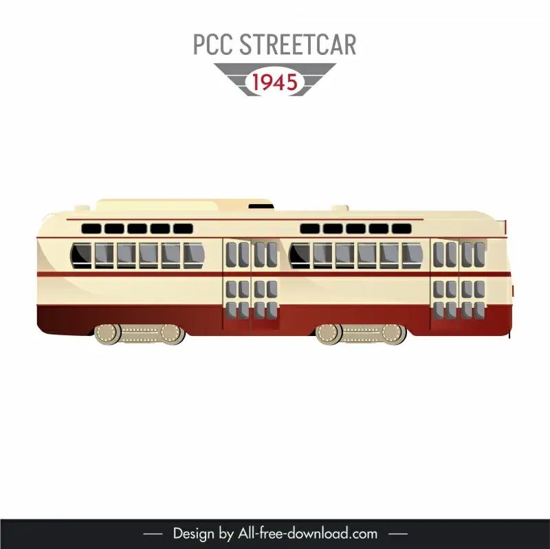 1945 pcc streetcar advertising template flat classical tram sketch