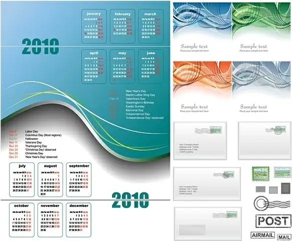 2010 calendar lines and email vector 
