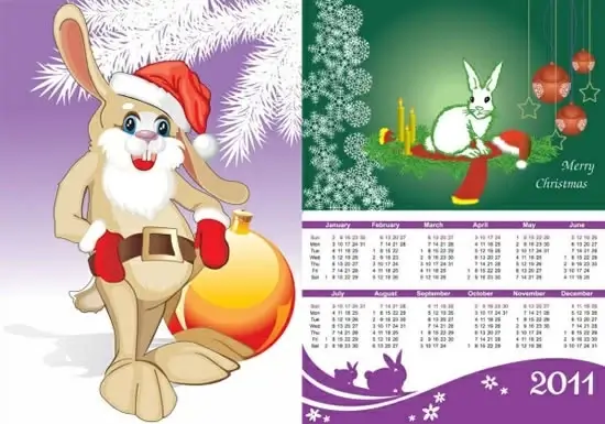 2011 calendar template cute rabbit xmas decor