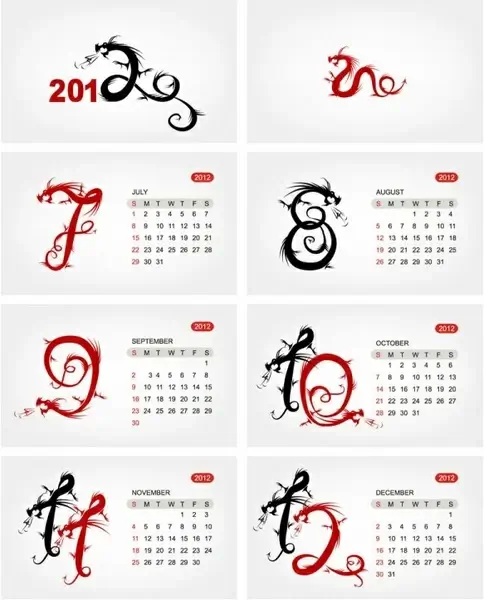 2012 calendar template 03 vector