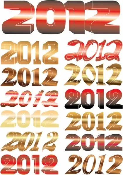 2012 calendar decor elements modern figures sketch