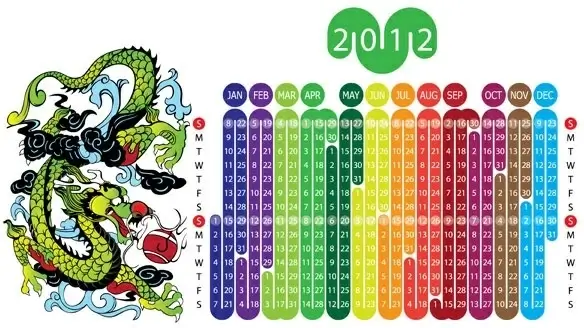 2012 year of the dragon calendar 1 vector
