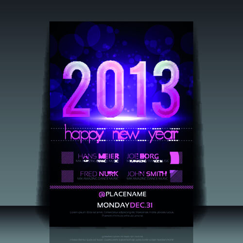 2013 happy new year flyer cover vector set