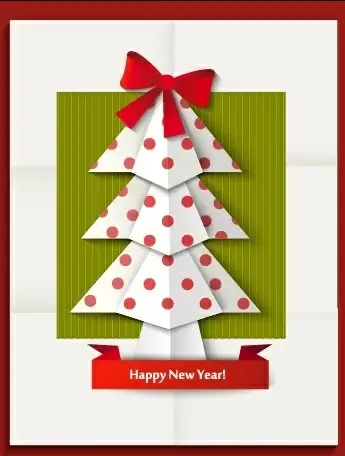 2014 christmas and new year origami greeting card vector