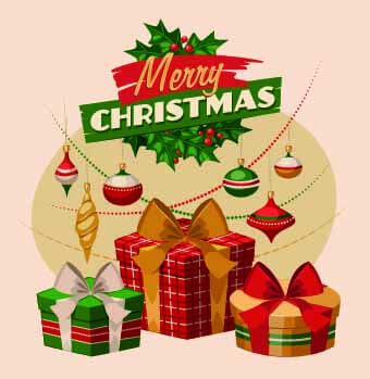 2014 christmas vintage objects vector