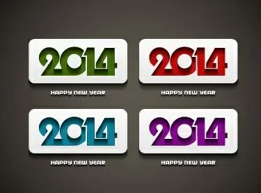 2014 happy new year creative cards vector