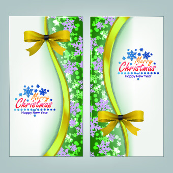 2014 merry christmas bow cards design vector set