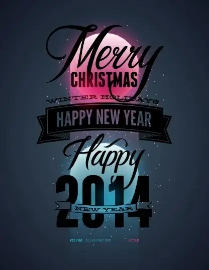 2014 merry christmas poster design elements vector