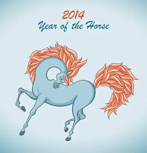 2014 year of the horse cute design vector