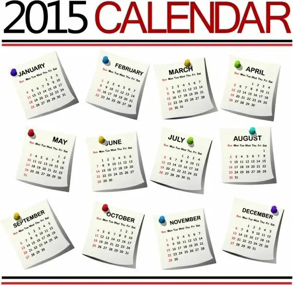 2015 Calendar against white background