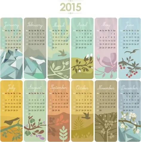2015 calendar cards floral vector