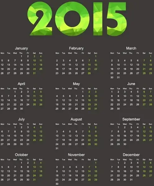 2015 calendar with geometric shapes vector illustration