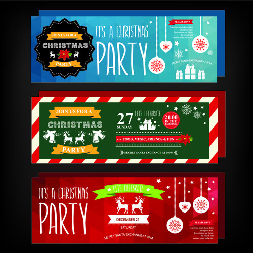 2015 christmas party invitation banners vector