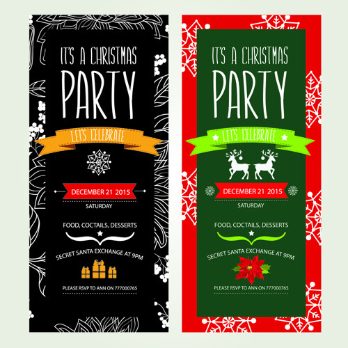 2015 christmas party invitation banners vector