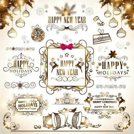2015 christmas with new year calligraphic ornament vector