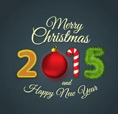 2015 new year and christmas cute vector